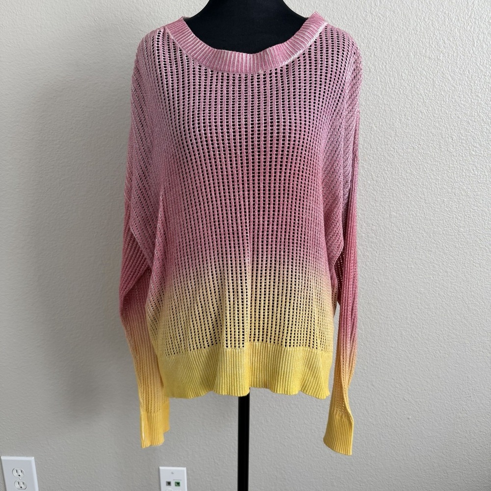 SOHO XL Women's Pastel Ombre Knit Sweater Coastal Boho Lightweight Pullover Y2K